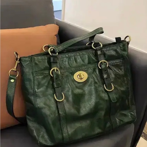 Coach Vintage Chelsea Patent Leather Satchel emerald green ❤️ - Picture 1 of 11